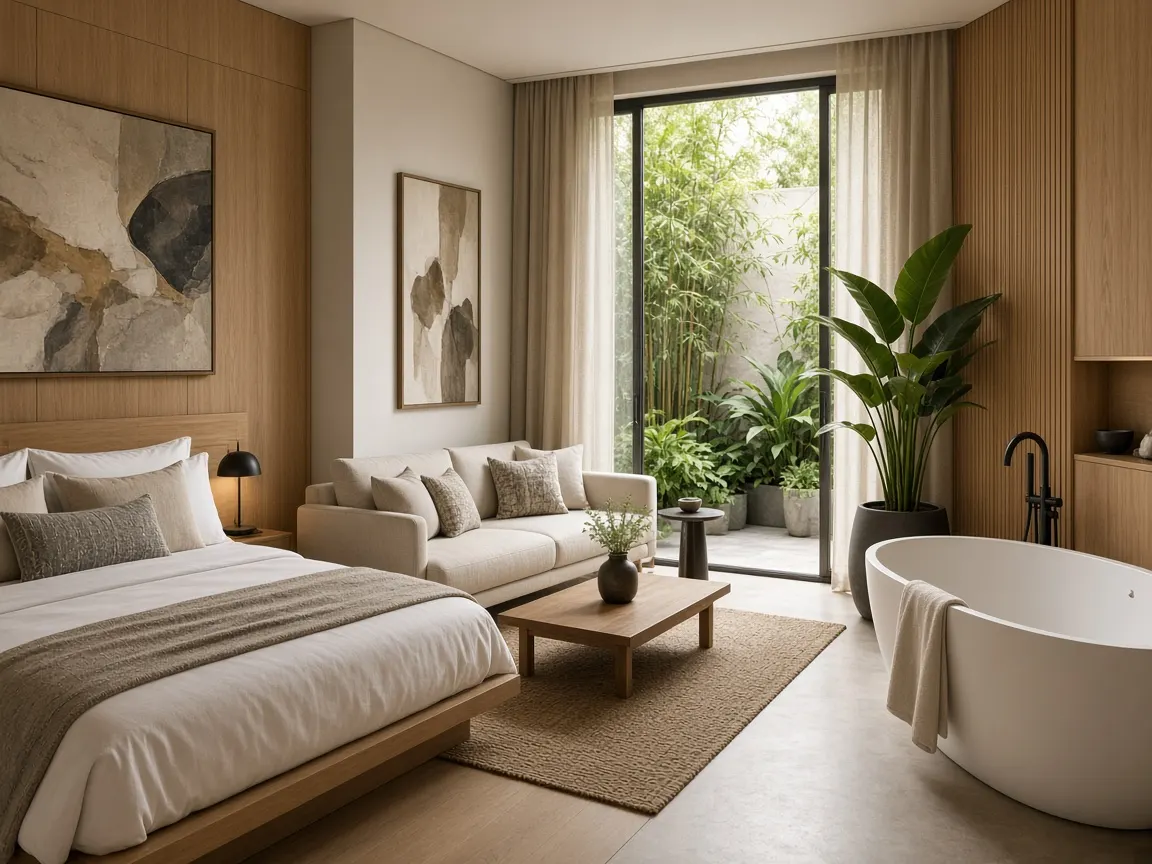 Suite Verde con bañera y living compacto